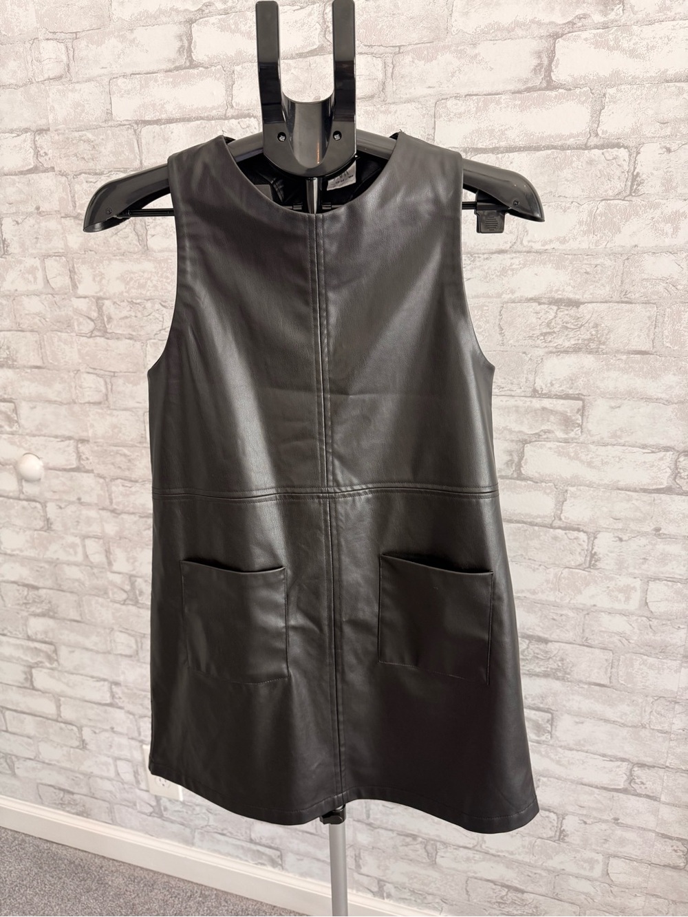 Zara Sleeveless Faux Leather Shift Dress - Black